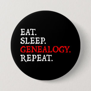 Eat. Sleep. Genealogy. Repeat. 7.5 Cm Round Badge