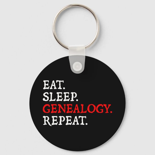 Eat. Sleep. Genealogy. Repeat. Key Ring (Front)