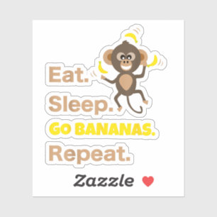 Eat Sleep Go Bananas Repeat Funny Cute Animal Monk