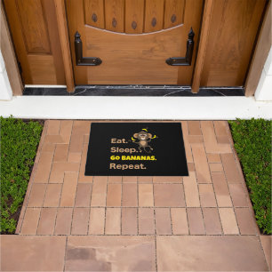 Eat Sleep Go Bananas Repeat Funny Cute Animal Monk Doormat