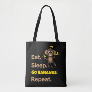 Eat Sleep Go Bananas Repeat Funny Cute Animal Monk Tote Bag
