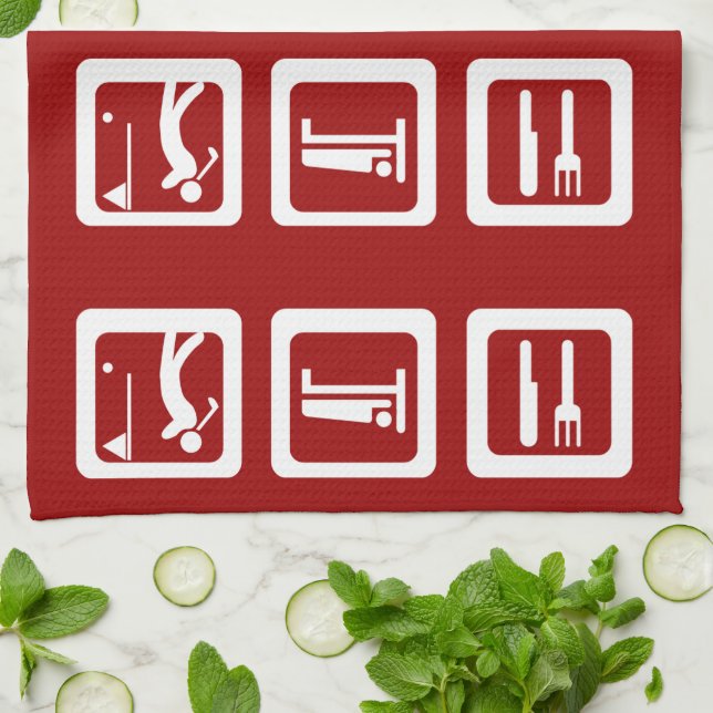 Eat Sleep Golf - Any Colour Tea Towel (Folded)