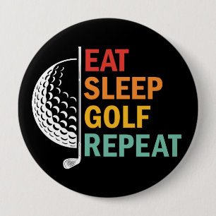 Eat Sleep Golf Repeat 10 Cm Round Badge