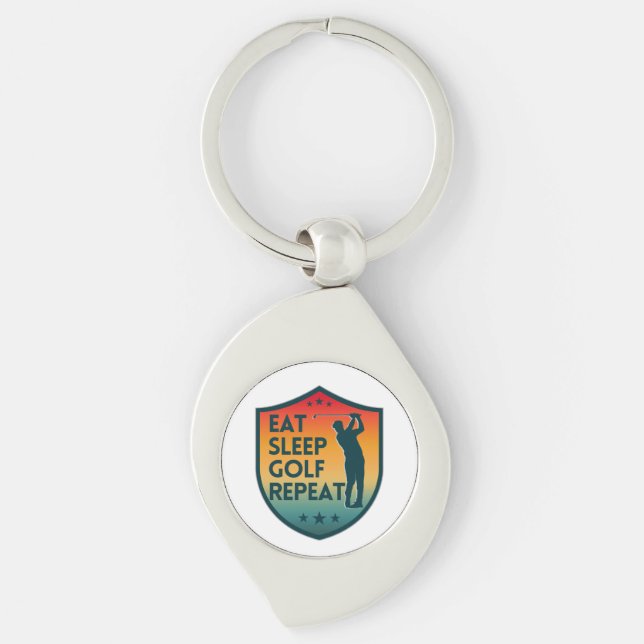 EAT SLEEP GOLF REPEAT KEY RING (Front)