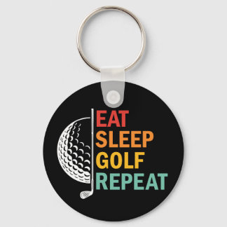 Eat Sleep Golf Repeat  Key Ring