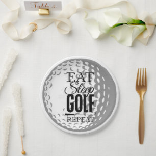 Eat,Sleep, Golf, Repeat Paper Plate
