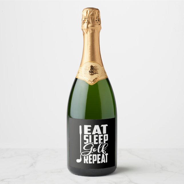 Eat Sleep Golf Repeat Sparkling Wine Label (Front)