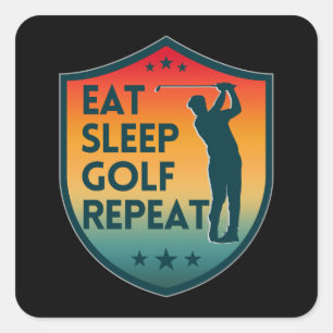 EAT SLEEP GOLF REPEAT SQUARE STICKER
