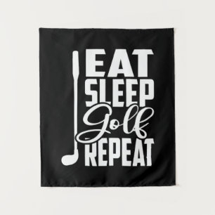 Eat Sleep Golf Repeat Tapestry