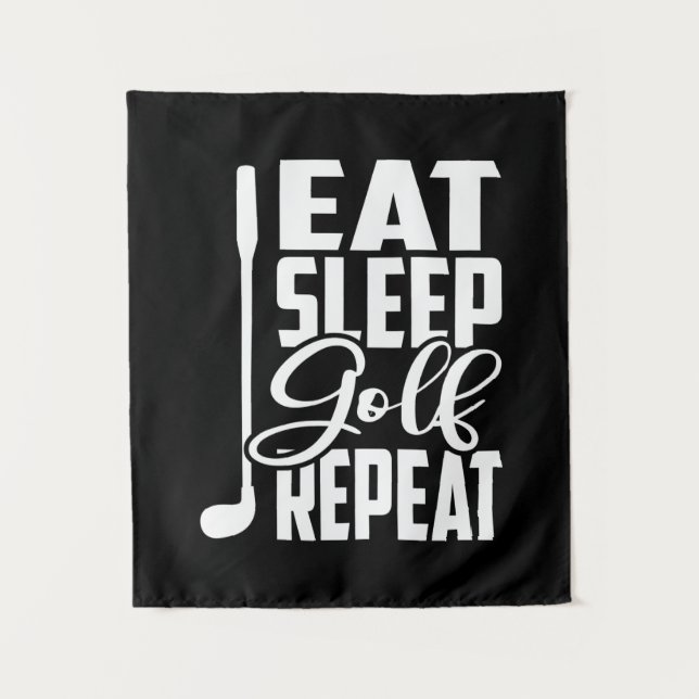Eat Sleep Golf Repeat Tapestry (Front)