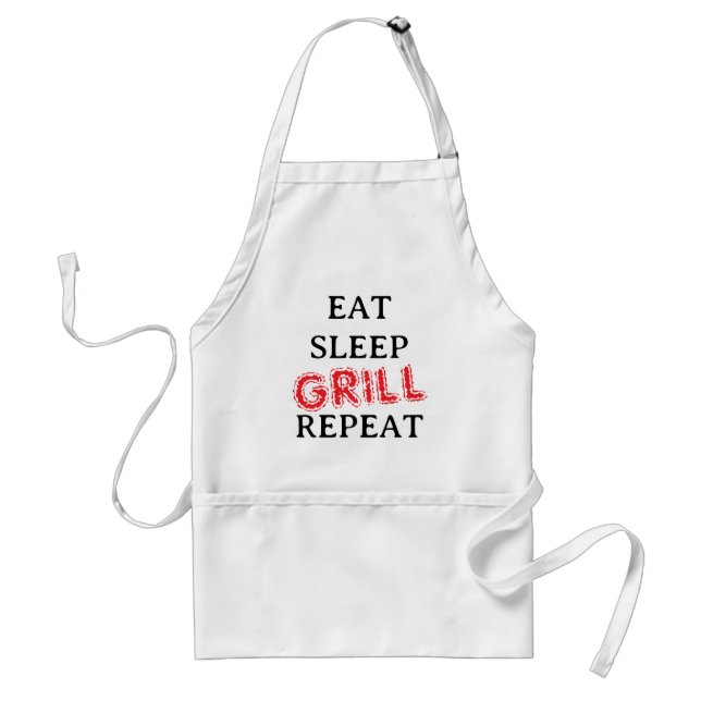 Eat Sleep Grill Repeat funny BBQ apron for chef (Front)