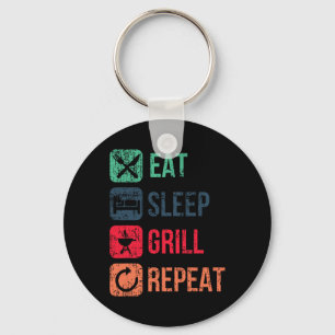 Eat Sleep Grill Repeat Key Ring