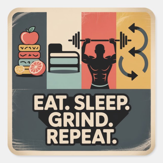 Eat. Sleep. Grind. Repeat Square Sticker (Front)