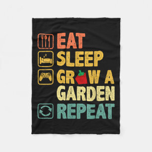 Eat Sleep Grow A Garden Repeat Funny Game Gamer Fleece Blanket