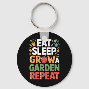 Eat Sleep Grow A Garden Repeat Funny Gamer Design Key Ring