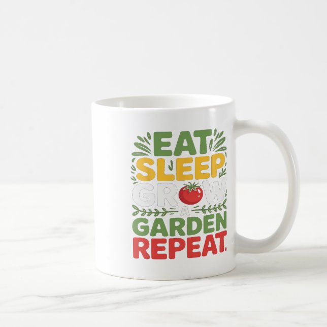 Eat Sleep Grow A Garden Repeat Funny Gardening Gam Coffee Mug (Right)