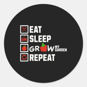 Eat Sleep Grow My Garden Repeat Boys Girls Gamer G Classic Round Sticker