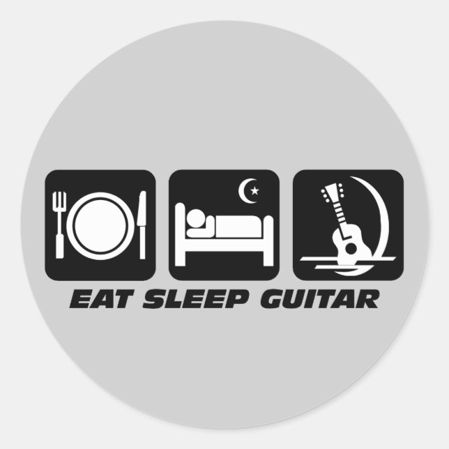 Eat sleep guitar classic round sticker (Front)