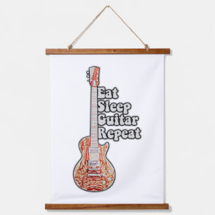 Eat sleep guitar repeat. motivational quote  hanging tapestry