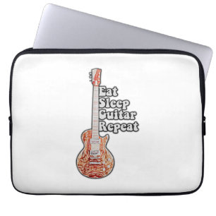 Eat sleep guitar repeat. motivational quote laptop sleeve