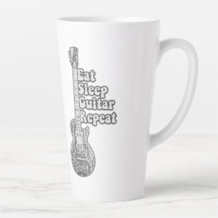 Eat sleep guitar repeat. rerto black and white latte mug