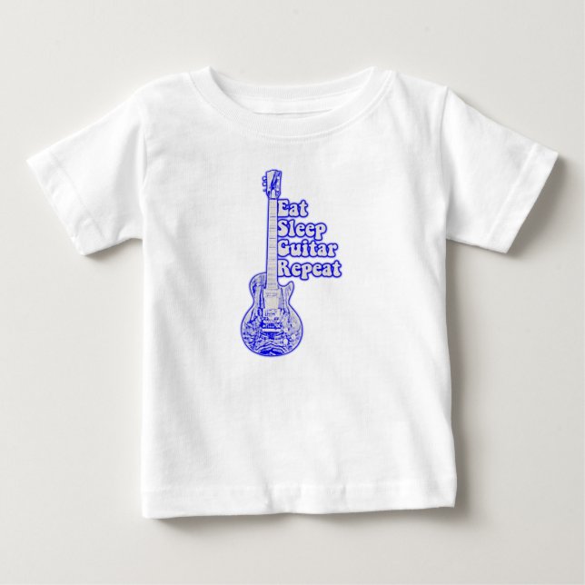 Eat sleep guitar repeat. vintage blue guitar baby T-Shirt (Front)