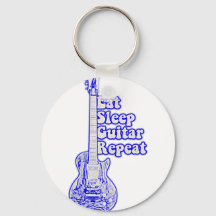 Eat sleep guitar repeat. vintage blue guitar key ring