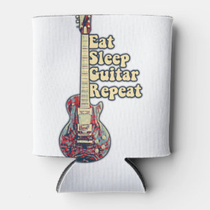 Eat sleep guitar repeat. vintage colourful guitar can cooler
