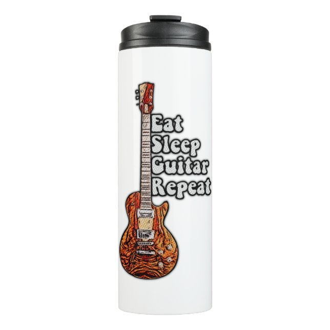 Eat sleep guitar repeat. vintage colourful thermal tumbler (Front)