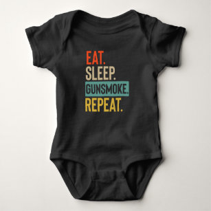 Eat Sleep gunsmoke Repeat retro vintage colours Baby Bodysuit