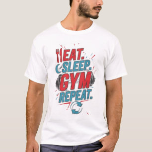 Eat Sleep Gym Repeat Fitness Motivation  T-Shirt