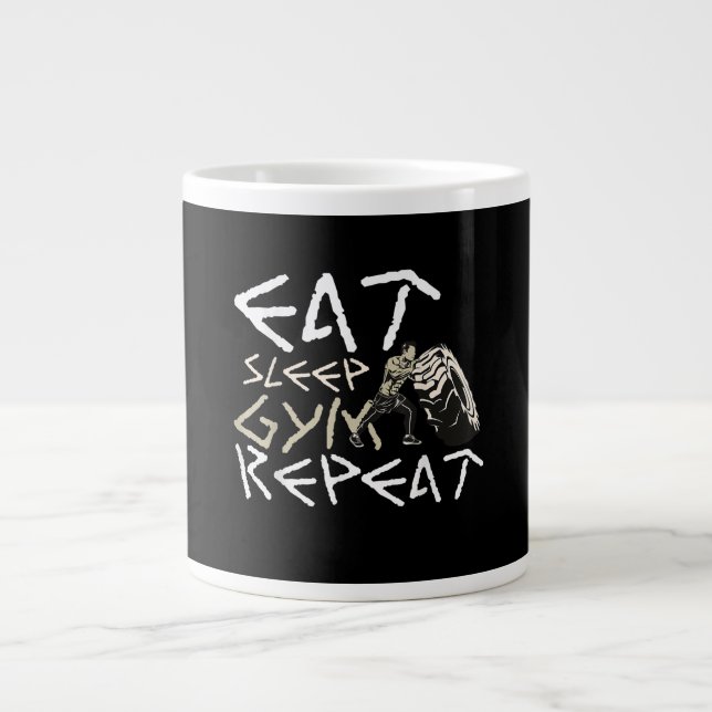 Eat Sleep Gym Repeat Funny Quote Large Coffee Mug (Front)