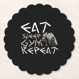 Eat Sleep Gym Repeat Funny Quote Paper Coaster