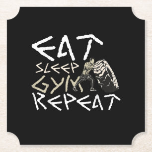 Eat Sleep Gym Repeat Funny Quote Paper Coaster