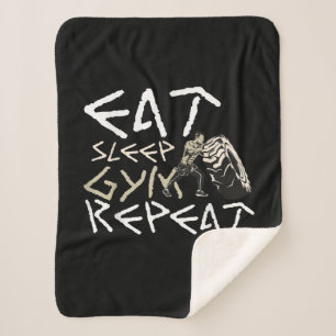 Eat Sleep Gym Repeat Funny Quote Sherpa Blanket