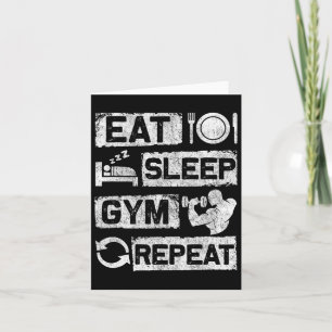 Eat Sleep Gym Repeat Funny Sports Bodybuilding Clo Card