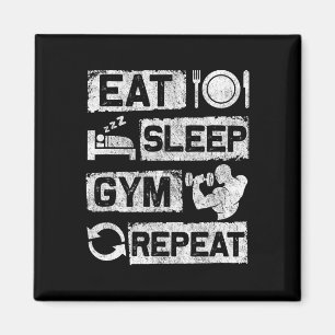 Eat Sleep Gym Repeat Funny Sports Bodybuilding Clo Magnet