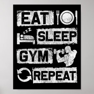 Eat Sleep Gym Repeat Funny Sports Bodybuilding Clo Poster