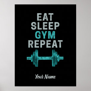 Eat Sleep Gym Repeat Gymnastic Vintage For Workout Poster