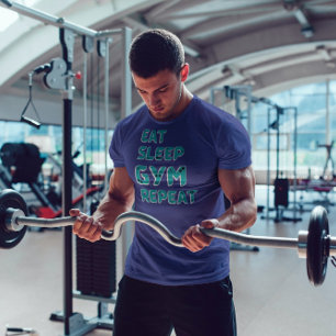 Eat sleep gym repeat motivation quote blue text  T-Shirt