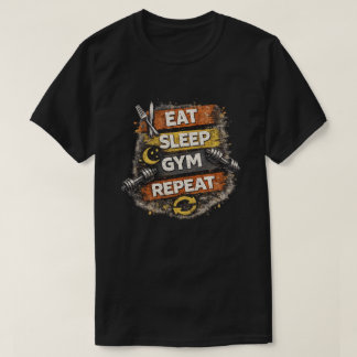 Eat Sleep Gym Repeat Vintage Fitness Graphic T-Shirt