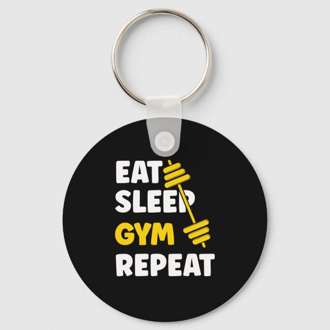 Eat Sleep Gym Repeat Workout Key Ring (Front)