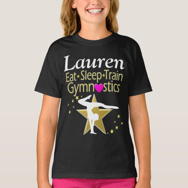 EAT SLEEP GYMNASTICS PERSONALIZED T SHIRT (Front)