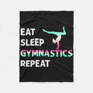 Eat Sleep Gymnastics Repeat Girl Women Funny Fleece Blanket