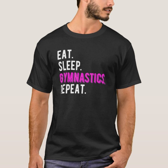 Eat Sleep Gymnastics Repeat Kids Back Flip Acrobat T-Shirt (Front)