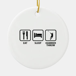 Eat Sleep Hammer Throw Ceramic Tree Decoration