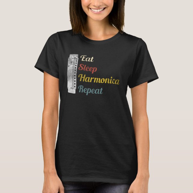 Eat Sleep Harmonica Repeat Harmonica T-Shirt (Front)