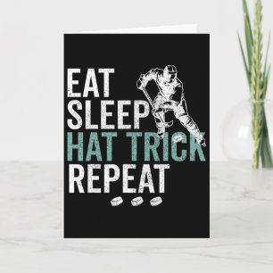 Eat Sleep Hat Trick Repeat Cool Ice Hockey Puck Fa Card