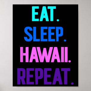 Eat Sleep Hawaii Repeat Aloha Vibes Tiki Luau Part Poster