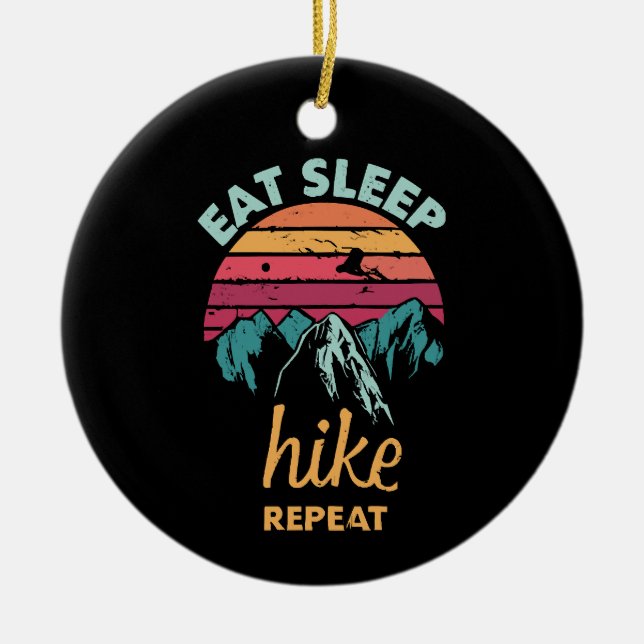 Eat, Sleep, Hike, Repeat Ceramic Ornament (Front)